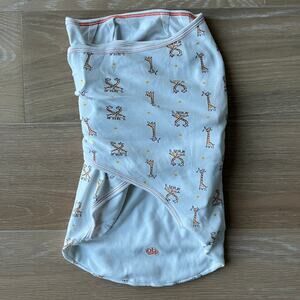 Nested Bean Premier Zen Swaddle - White with Orange Giraffe Print S/M Unisex